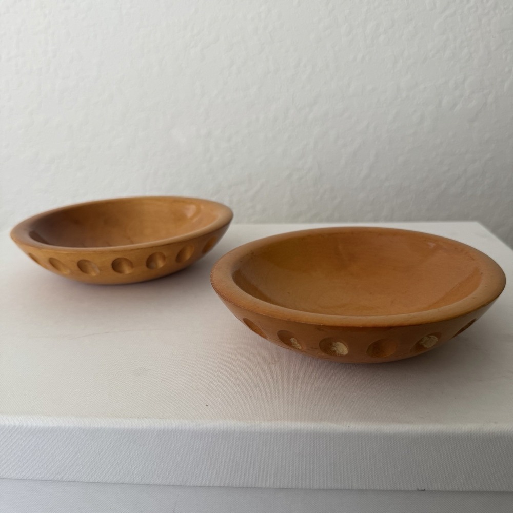 MUNISING Bowls Vintage Wooden Wood Set Of 2 Snacks Nut Bowl Salad MCM Michigan